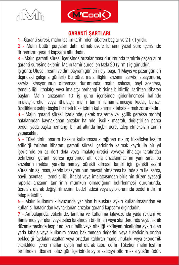 MCOOK Kullanım Klavuzu